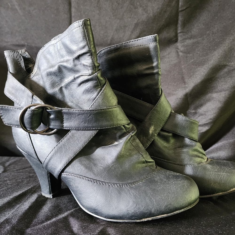 Black Ankle Boots with Buckle Detail